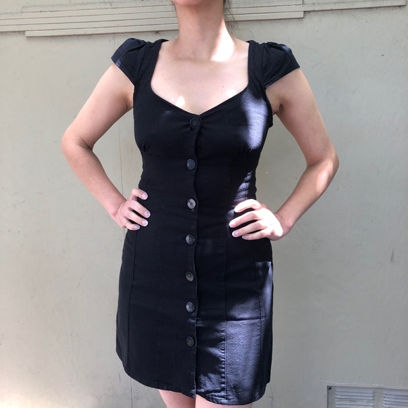 Zara | Little Black Dress with buttons Sz XS - Picture 2 of 4